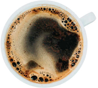 Een bovenaanzicht van een tas koffie style: max-